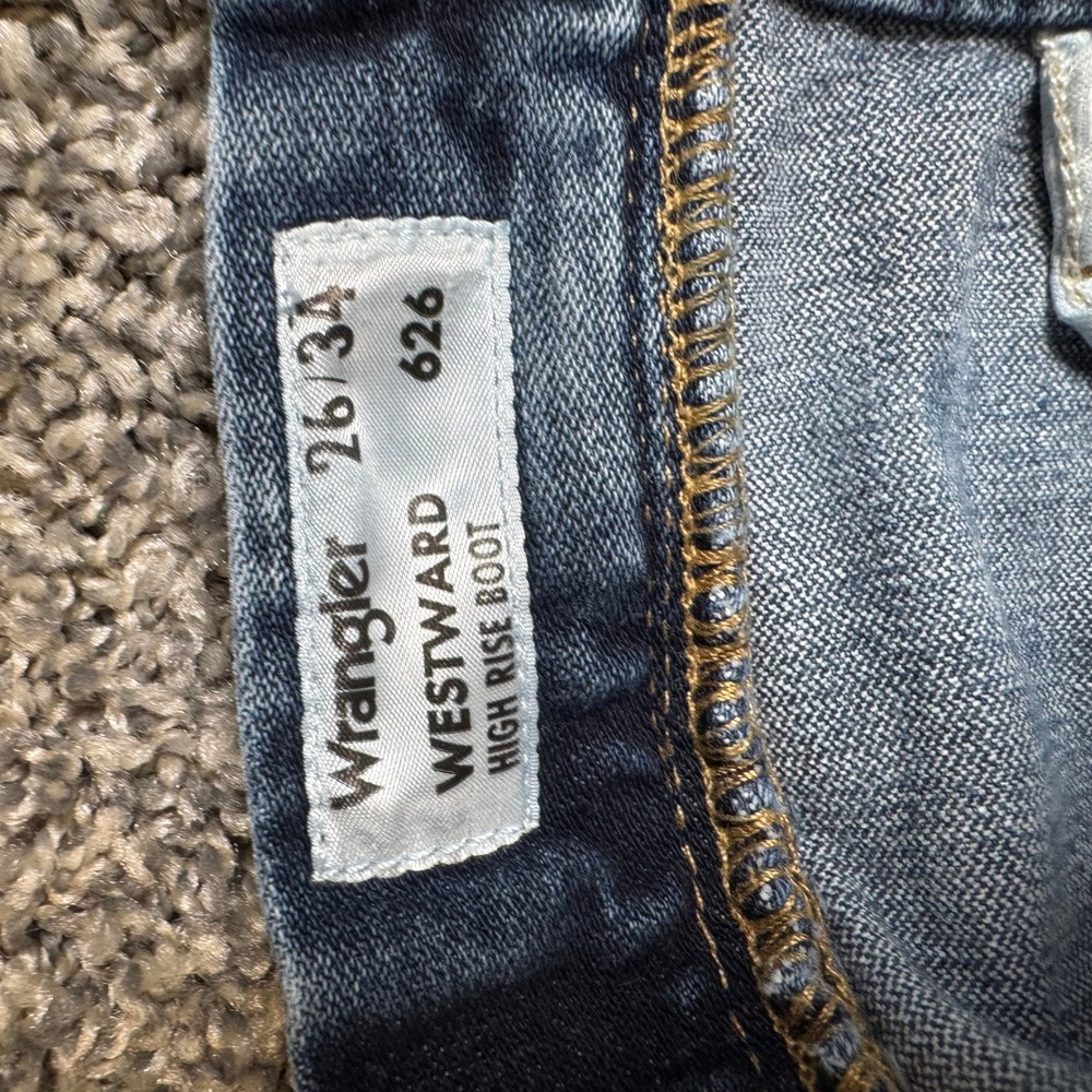Wrangler Westward Jeans Womens 26x34 Blue Excellent High Rise Bootcut 626 1990s - Picture 5 of 10